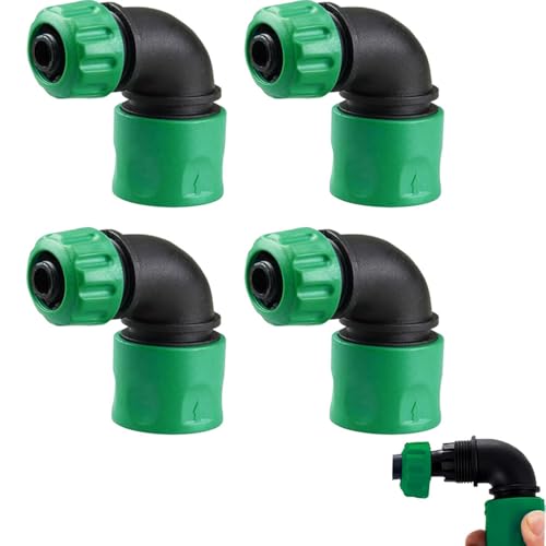 4 Piezas Manguera de jardín Acoplamiento rápido Adaptador en ángulo codo de manguera de 90 grados,conexión de manguera de 1/2 pulgadas,grifo de manguera de jardín, accesorios para riego de jardín