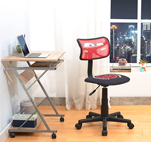 Image of Disney Pixar Cars Themed Rolling Desk Chair - Adjustable Height Swivel Chair with Mesh Back for Home or Office