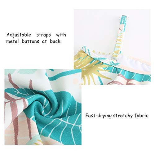 Image of Girls One Piece Swimsuits One Shoulder Ruffle Swimwear Floral Bathing Suit