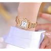 Gold Watches for Women Dainty Square Vintage Watches Luxury Ladies Diamond Accent Dress Stainless Steel Bracelet Watch Analog Quartz Waterproof Watch