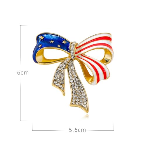 Image of Enamel Brooch Pin For Women Men, Vintage American Flag Crystal Lapel Pin, Christmas Brooch Suit Dress Clips Accessory Gift