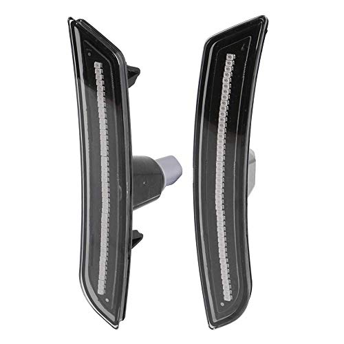 IKON MOTORSPORTS Rear Side Marker Lights Compatible With 2016-2024 Chevy Camaro 2015-2019 Cadillac ATS 2014-2019 Cadillac CTS, Black Housing Red Lights Front Side Marker Lamps