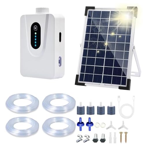 UKSUNVI Solar Luftpumpen, 6W Solar Teichbelüfter mit 6000mAh Akku, USB-Laden und Solarladen sind verfügbar, Oxygenator Aquarium Luftpumpe Angelbelüfter mit Rohr Luftblasensteinen, für Gartenteiche