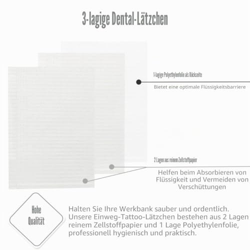 125 Stk. Einweg-Dentalbüchsen für Patienten, 13 \x18\, 3-lagiges wasserdichtes Piercing-Tattoo-Papier-Servietten-Tuch für Zahnklinik, Tattoo-Station und Salon (White)