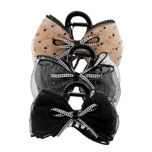 Homoyoyo 3pcsラインストーン付き弓ヘアクリップ