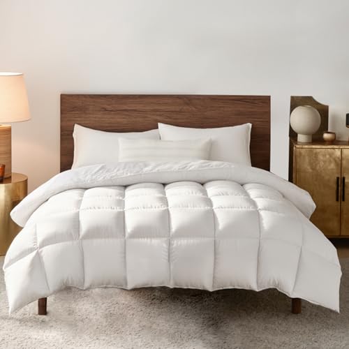 D & G THE DUCK AND GOOSE CO 10.5 Tog Single Size Down & Feather Duvet 100% Cotton Downproof Fabric Premium Box-Stitch Design Machine Washable