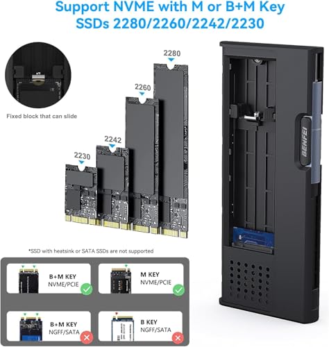 Caja externa M.2 NVME SSD con USB Type-C/Type-A miniatura 3