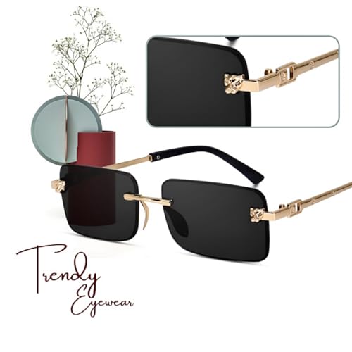 Image of IFLASH UV Protected Retro Rectangular Rimless Sunglasses for Men and Women