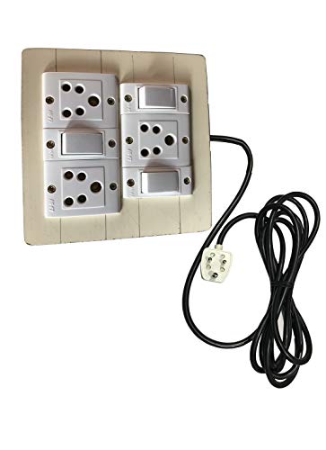 Image of Electric Extension Wooden Board (1 Meter 3Core Wire) (3 Socket 3 Switch-7x 4X 1.5 Board)