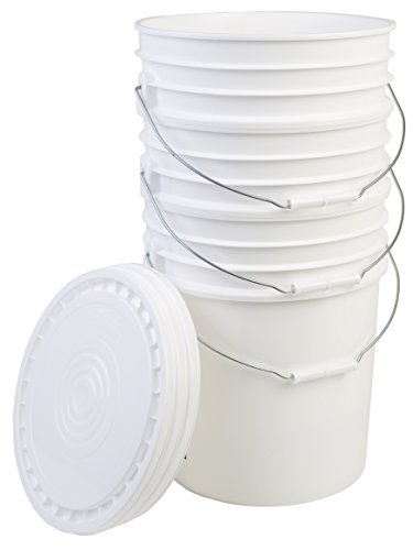Hudson Exchange Premium 5 Gallon Bucket with Easy Peel Lid, Food Grade BPA Free HDPE, White, 3 Pack