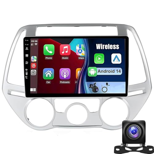 Autoradio Android 14 pour Hyundai i20 (2010-2014) avec caméra de recul contre les angles morts