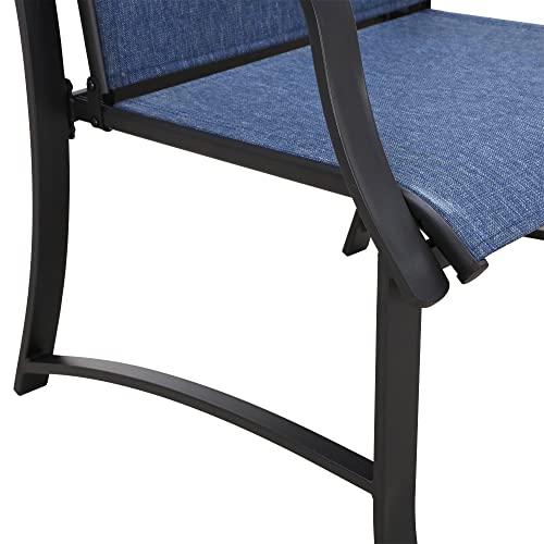 Image of LOKATSE HOME Patio Dining Chairs with High Backrest Teslin Bar Set of 2 Outdoor Metal Furniture for Garden Patio Pool Yard