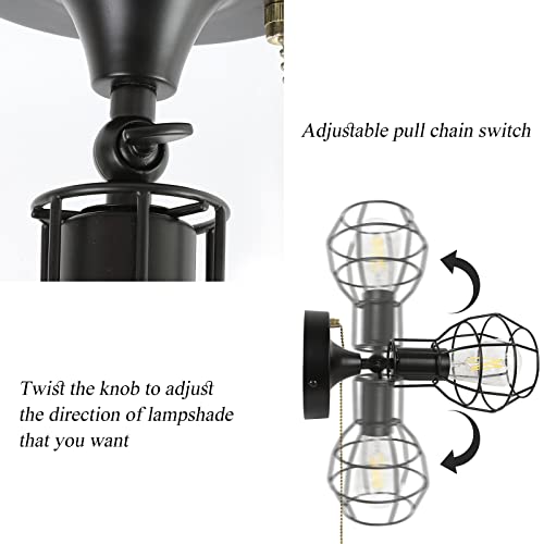 2-In-1 Ceiling Light & Wall Sconce With Adjustable Pull Chain , Industrial Ceiling Light For Hallway/Entryway/Bedroom/Farmhouse #TOP3