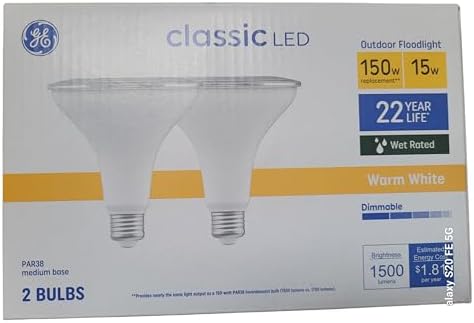 Warm White LED Floodlights, 150W Equivalent, PAR38 Bulbs (2 Pack) by GE image 2