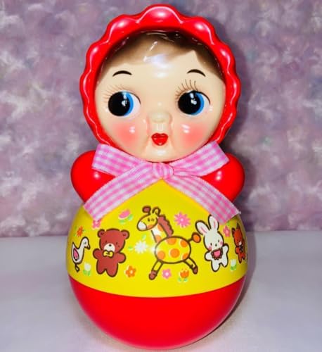 Toilet Paper Doll with Animal Pattern, red and Yellow, Retro Style