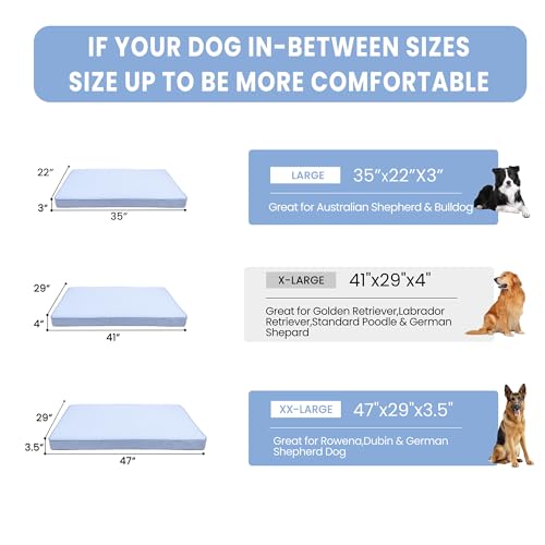 GOHOO PET Cooling Dog Bed for Large Dogs, Orthopedic Memory Foam Pet Bed for Crate with Removable Washable Cover,Ideal for Arthritic Dogs (Cooling Fabric, Large-35"x 22" x 3") by GOHOO PET - Used condition - Image 6