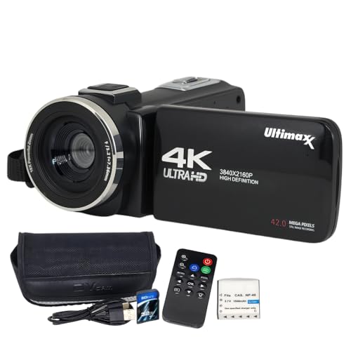 Ultimaxx 4K Camera Camcorder 42MP Video Recorder Camera Support Vlogging YouTube TikTok Digital Camcorder with 3' LCD Screen,18X Digital Zoom for...