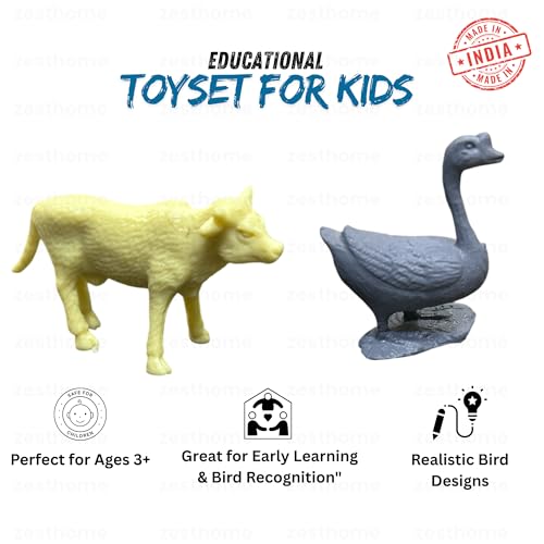 Image of ZESTHOME Mini Animal Toy Set for Kids | Realistic PVC Farm & Wild Animals with Tree & Fences | Educational, Imaginative Play & Learning Figures (3-4 cm) | 24 Pieces