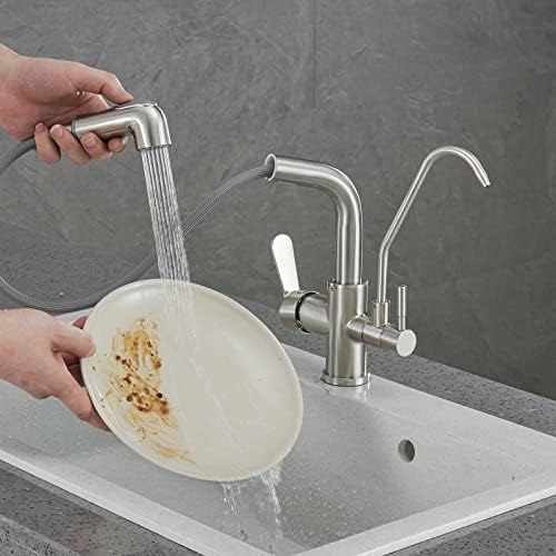 3-kierunkowy wyciągany kran kuchenny - wysoki łuk łabędzia szyja filtr wody kran z oczyszczaczem do picia 3 w 1 funkcja natrysku dla łatwego użytkowania i czyszczenia dostępu
