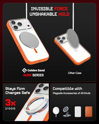 Image of Golden Sand Aura MagSnap Series Transparent Back Cover for iPhone 17 Pro Max 5G | Ultra-Clear Glass Feel | Military Grade Protective Case, Camera Protection (Cosmic Orange)