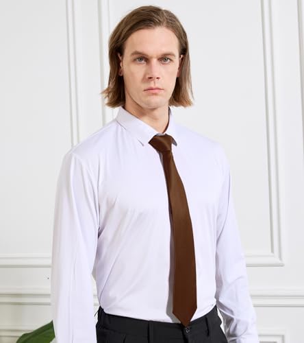 Image of KOOELLE Men's Ties Solid Pure Color Plain Neckties Formal Black Ties For Men