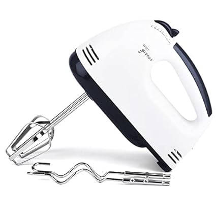 PIPALIYA Electric Hand Mixer 260 Watt, Lightweight Handheld Mixer, Egg Cream Food Beater, hand blender, 7-speed,with two Balloon Whisks, two Dough Hooks/ egg beater