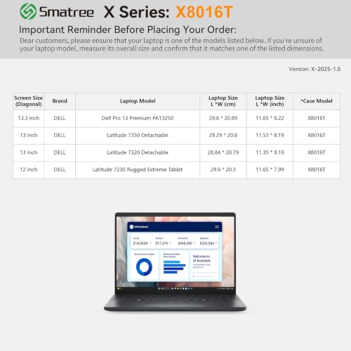 Image of Smatree Hard EVA Protective Sleeve Compatible for 13.3 inch Dell Pro 13 Premium (PA13250), for 13 inch DELL Latitude 7350 /7320 Detachable, for 12 inch DELL Latitude 7230 Rugged Extreme Tablet (X8016)