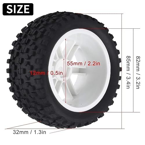 Dilwe Pneus de Voiture RC, 4pcs pneus en Caoutchouc avec moyeux pour 1/10 RC Crawler Voiture Tout-Terrain