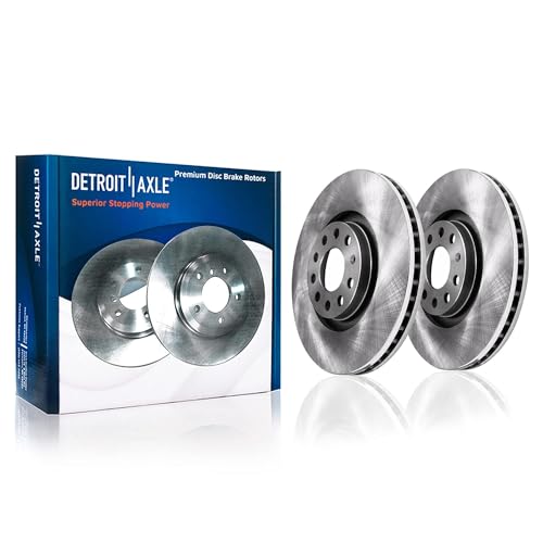Image of Detroit Axle - Front Brake Kit for Audi A3 TT Quattro Volkswagen Jetta CC | Eos GTI, Disc Brake Rotors Ceramic Brake Pads with Hardware Replacement 12.28 inch inch Rotor