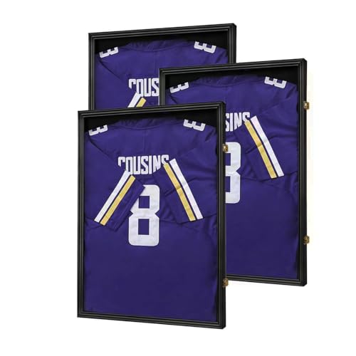 Image of Jinchuan Jersey Frame Display Case Large Frames Shadow Box Lockable with UV Protection for Baseball Basketball Football Soccer Hockey Sport Shirt Black