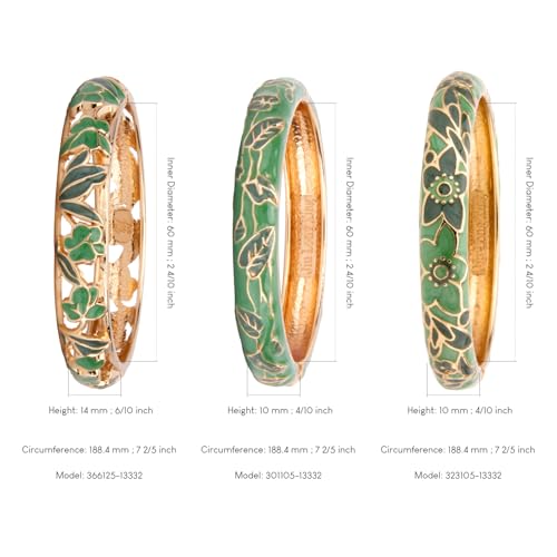 Image of UJOY Womens Multi-colors Cloisonne Bracelet Gold Plated Flower Hollowed Enameled Hinged Cuff Bangles Jewelry Gift 88A10