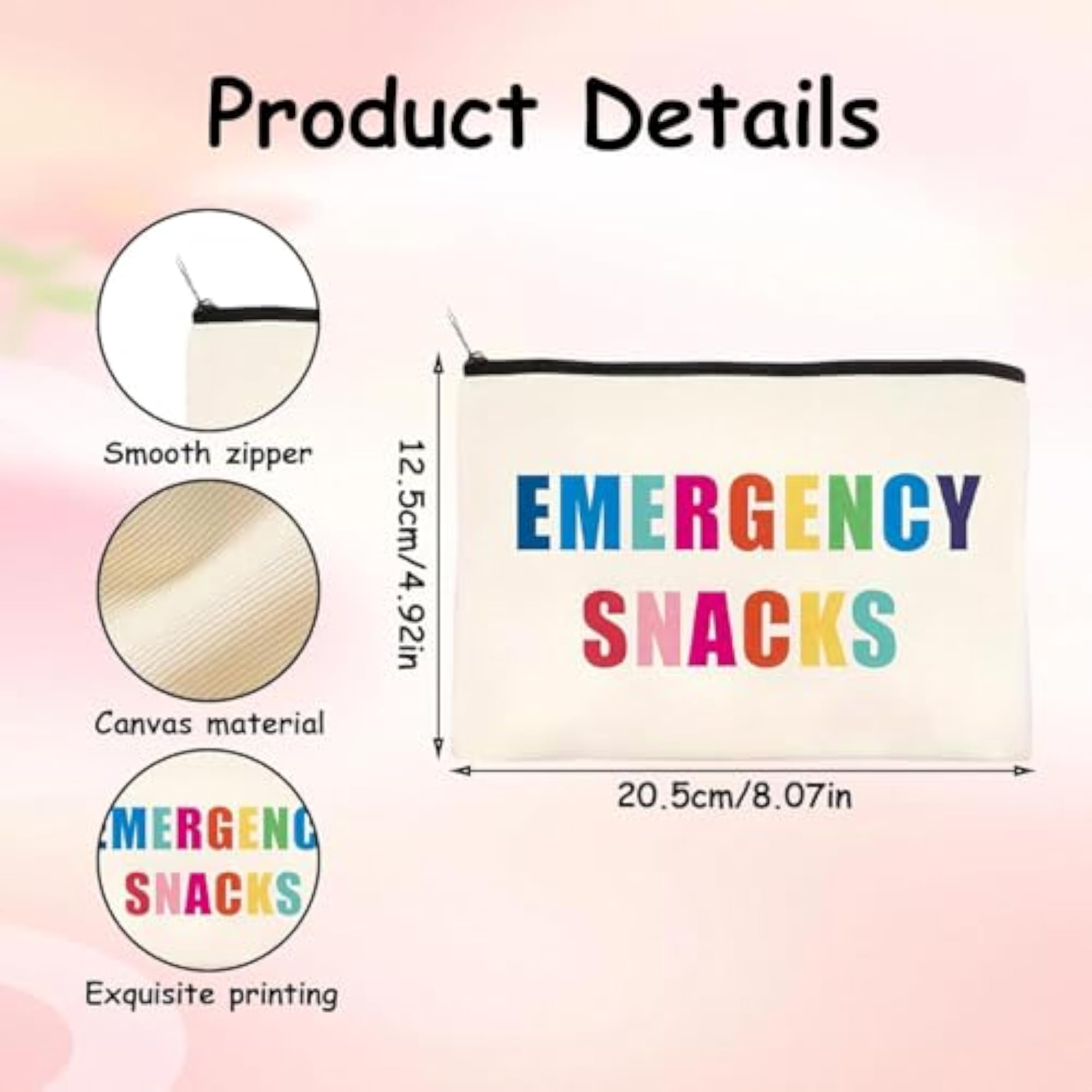 Small Canvas Zipper Snack Bag for Toiletries