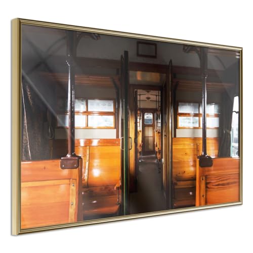 Affiche murale encadrée Train from the Past 45x30 cm couleur or pour salon