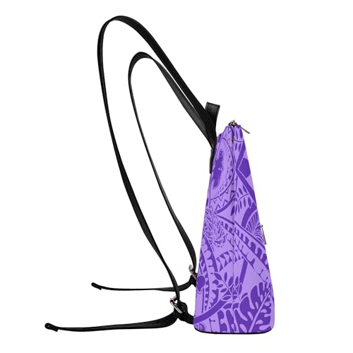 Urban Commuter Pu Backpack Women Polynesian Tribal Print Spacious Zip Pocket Sleek Slim Lightweight Work Travel3