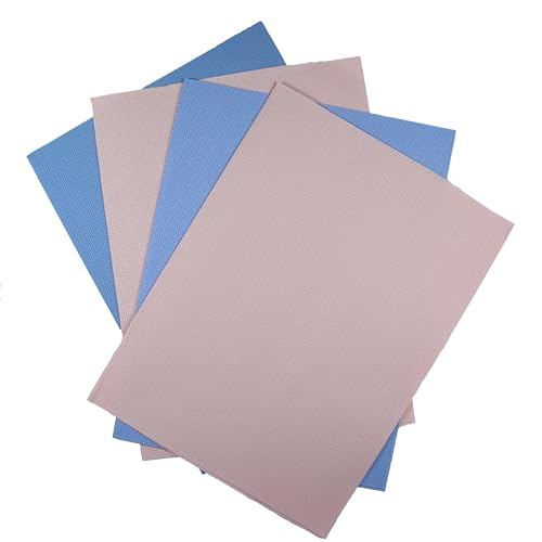 Image of KCS 4 pc of 12 inch x 18 inch(30cmx45cm) 14CT Counted Cotton Aida Cloth Cross Stitch Fabric (Light Blue+Pink)