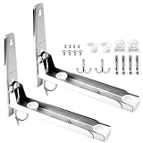 2 Soporte Microondas Pared,Soporte de Microondas Universal Soporte Plegable para Estante Microondas Pared de Acero Inoxidable Marco para Microondas con Accesorios de Montaje Plata