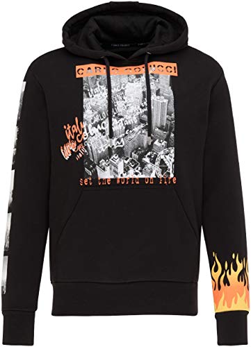 Carlo Colucci Herren Sweathoody, Schwarz, Ciprian, Schwarz, M