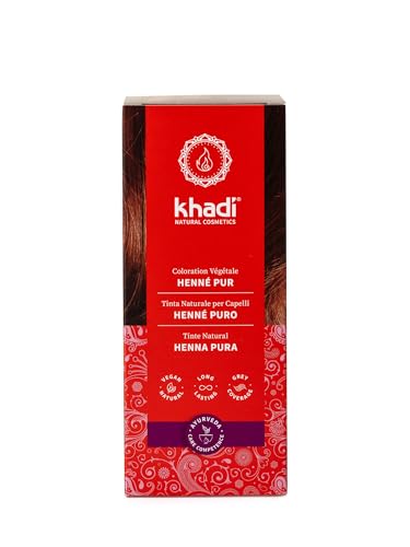khadi HENNÉ PURO Tinta naturale per capelli - Tinta per capelli che dona un risultato vivace dal rosso aranciato al rosso fuoco più intenso - 100% naturale e vegana - 100 g