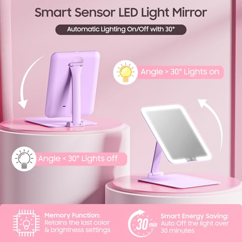 Espejo de Maquillaje Plegable de Viaje con Luces 20X miniatura 3