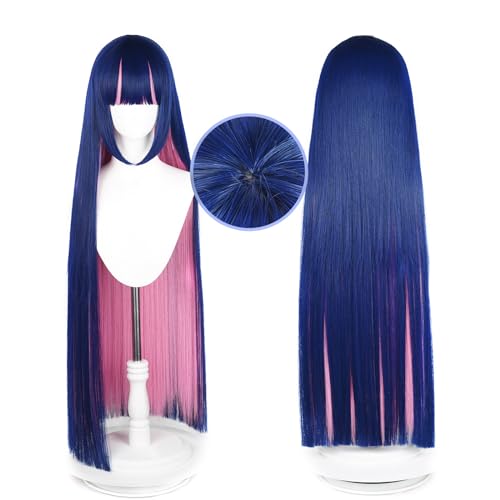 Aicos Blunt Cut 99.1 cm �u���[ �~�b�N�X �s���N �E�B�b�O �O���t�� �n���E�B�� ���� �R�X�`���[�� �p�[�e�B�[ �A�j�� �R�X�v�� �C�x���g �}�b�`���O �u���b�N���C�h �h���X �w�b�h�E�F�A �x���g�ƃX�g�b�L���O