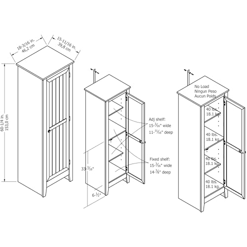 Ameriwood Home Milford Single Door Storage Pantry Cabinet, Old Fashioned Pine - Thumbnail 3
