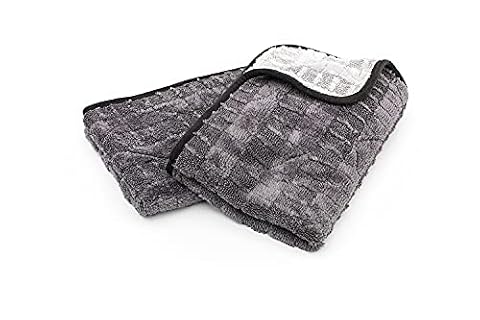 The Rag Company - Ręcznik do suszenia Gauntlet (2-pak) mieszanka 70/30 koreańska mikrofibra, zaprojektowany z myślą o szybkim wchłanianiu - 900 g/m², 38 x 61 cm, szarość + szary