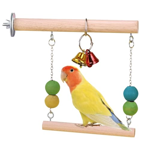 木の鳥の揺れ、鳥の揺れ玩具 - おかしな天然の木製オウムの止まり木との止まり - バードプレイジム、コカチエルのためのナチュラルスイングおもちゃ、コニュア、パラキート