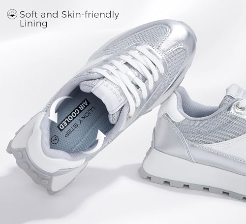 LUCKY STEP Women's Platform Retro Sneakers Classic Trainers Casual Footwear Tennis Running Chunky Lace-up Stylish Walking Shoes3