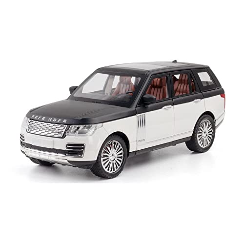 Image of 1:24 Metal Land Rover SUV Alloy Diecast Model Car Pull Back Vehicle with Openable Doors, Sound & Light, Toy for Kids Boys Girls, Collectible Die-cast Model Car (White)