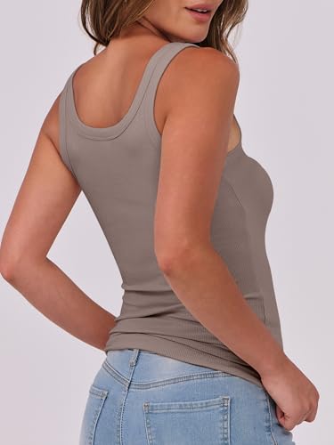 Image of ANRABESS Womens Sleeveless Scoop Neck Tank Top Ribbed Fitted Summer Basic Slim Cute Tops 2026