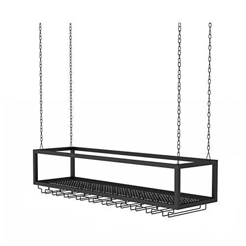 Support de plafond suspendu noir 120cm pour casier à vin de bar