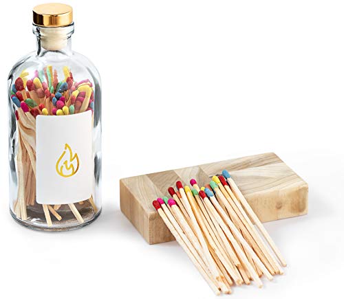 Decorative Matches, Premium Wooden Matches | Artisan Long Matches for Candles, Rainbow Safety