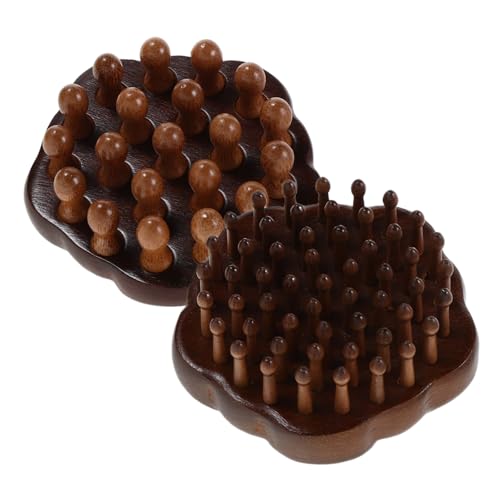 ARTSEWPLY 2 Piezas Peine de Madera para Cabelludo con Anillo Metálico Peine de Dientes Anchos y de Sándalo Natural Herramienta Manual de Masaje y Rasurado para Cuidado Suave del Cabello