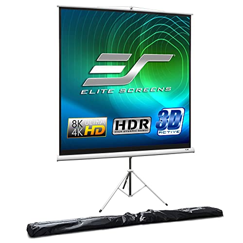 Tripod Series, 113-INCH 1:1, 16:9, 4:3 Adjustable Multi Aspect Ratio Portable Indoor Outdoor Projector Screen, 8K 4K Ultra HD 3D Ready, US Based Company 2-YEAR WARRANTY,  - White - Elite Screens T113NWS1